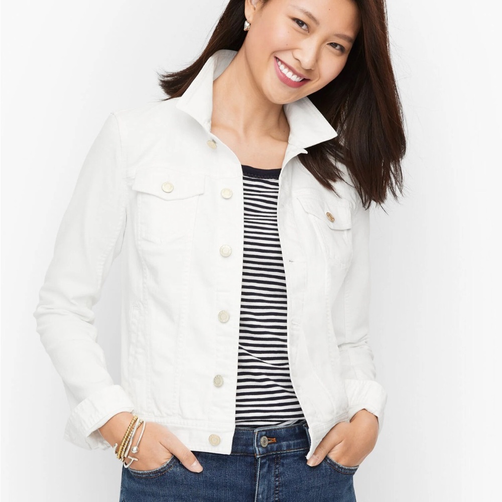 Women's White Denim Jacket TALBOTS M